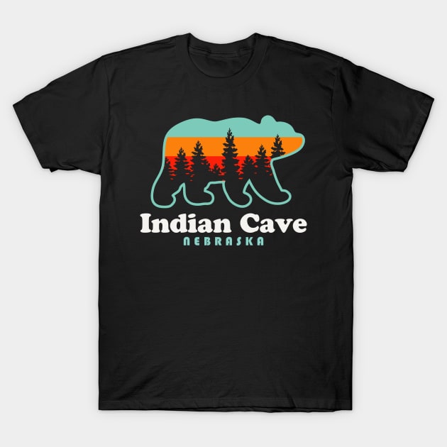 Indian Cave Nebraska Bear Retro Sunset T-Shirt by PodDesignShop